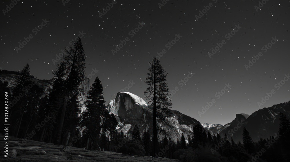 Fototapeta premium Night Sky Over Yosemite's Half Dome