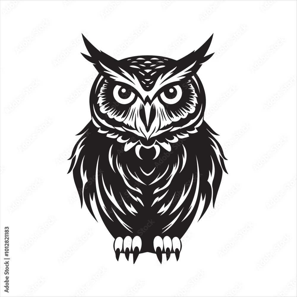 Fototapeta premium owl on white background,owl, bird, cartoon, animal, illustration, vector, cute, character, nature, art, design, drawing, wing, halloween, beak, feather, eyes, branch, fun, funny, wise, wild, icon,