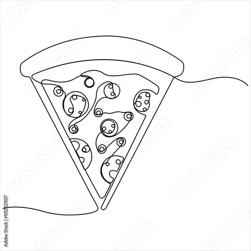 Continuous single line drawing of slice of hot pizza concept world food day vector illustration 
