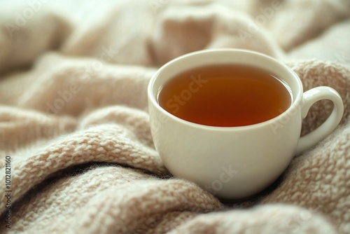 Cozy Herbal Tea in a Warm Setting on Soft Fabric