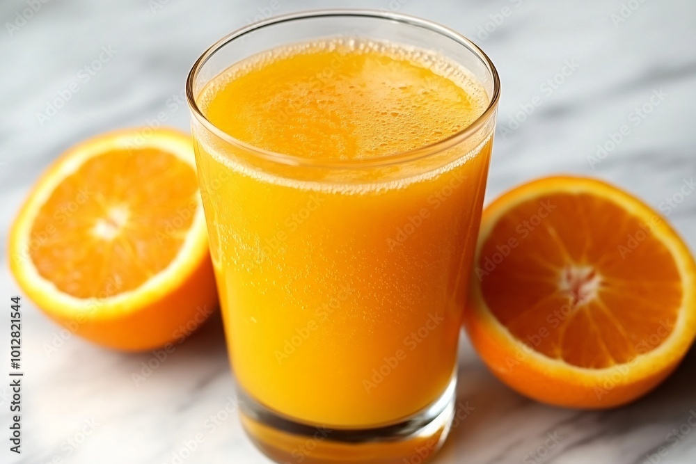 Freshly Squeezed Orange Juice on a Table Freshly Squeezed Orange Juice on a Table