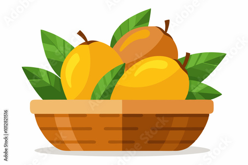 Mango fruit in basket vector art illustration photo