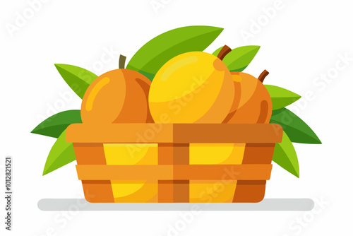 Mango fruit in basket vector art illustration photo