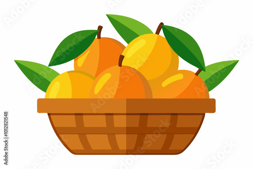 Mango fruit in basket vector art illustration photo