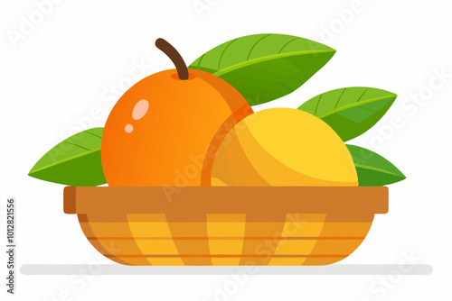 Mango fruit in basket vector art illustration photo