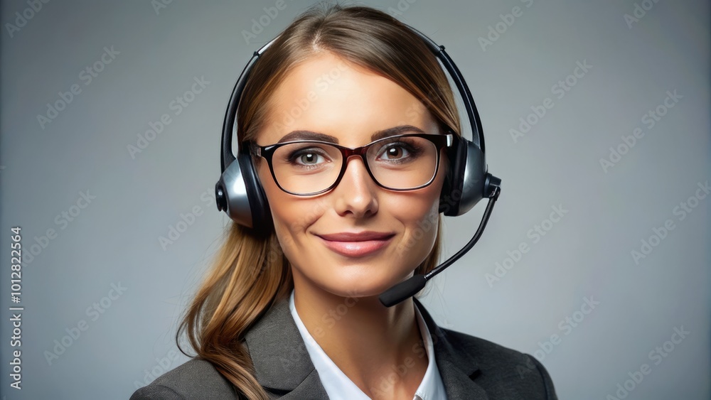Professional headshot of a smiling woman with glasses and headset, showcasing confidence and approachability for Professional headshot of a smiling woman with glasses and headset, showcasing confidence and approachability for