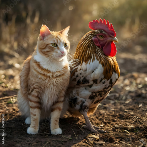 LeonardoKino XL imagine cat and chicken love