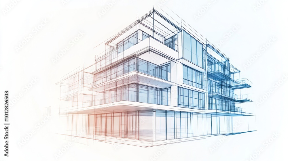 Architectural Sketch of a Modern Building Architectural Sketch of a Modern Building
