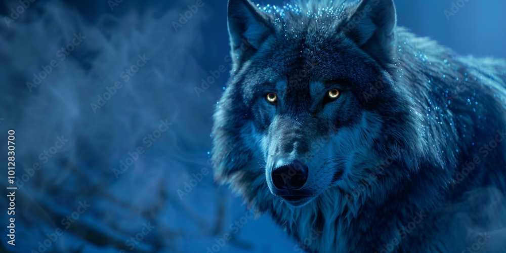 Fototapeta A cinematic and Dramatic portrait image for wolf.