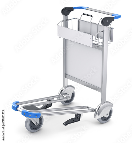 Obraz na plátně Empty airport trolley on white background - 3D illustration