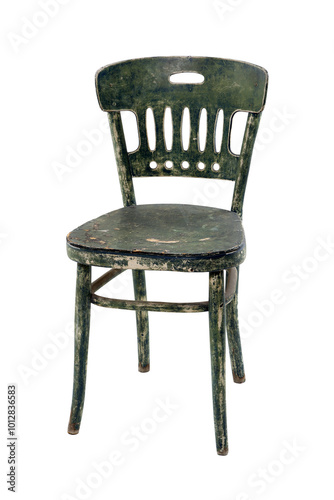 old and worn chair on neutral background
