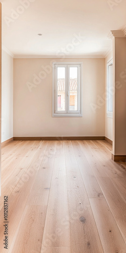 Wallpaper Mural Bright, empty room with wooden floors and large windows in a modern house during daylight Torontodigital.ca