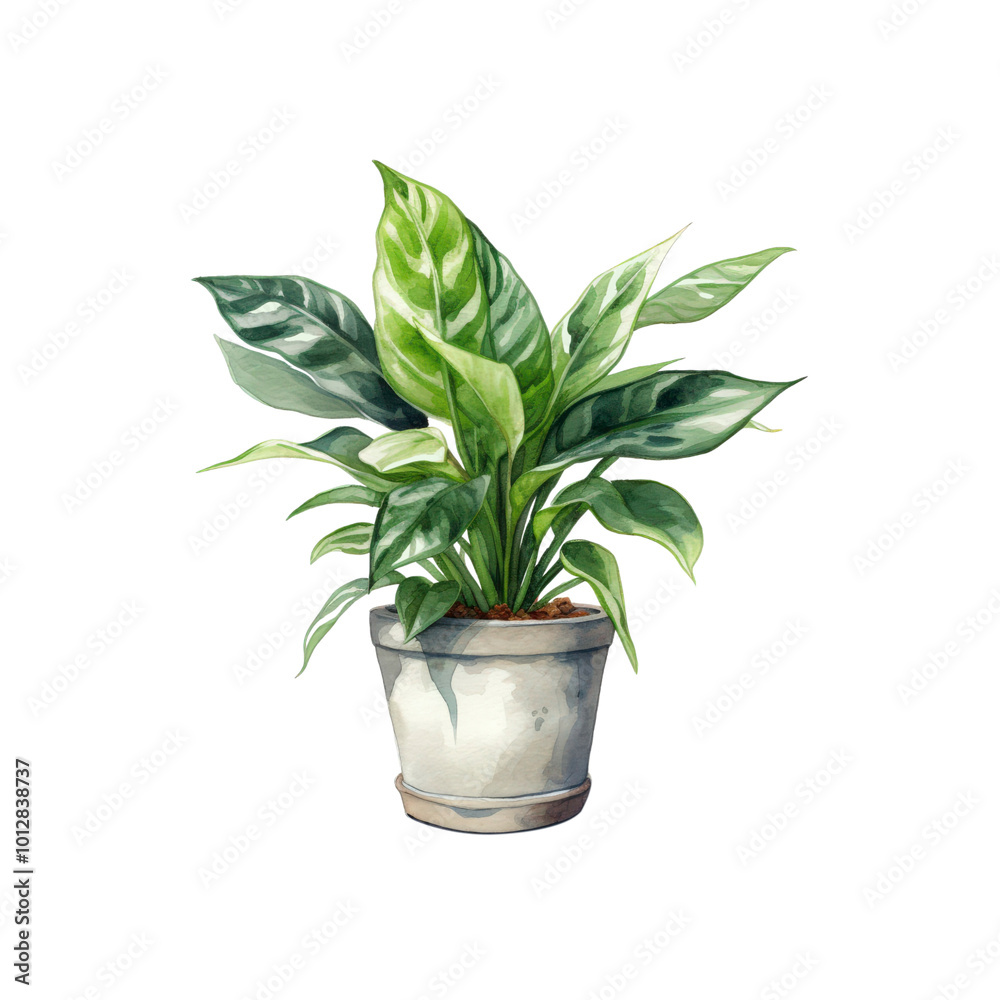 Houseplant with long green leaves in a brown pot. Perfect for home decor, gardening blogs, interior design websites, and lifestyle publications. Generative AI Houseplant with long green leaves in a brown pot. Perfect for home decor, gardening blogs, interior design websites, and lifestyle publications. Generative AI