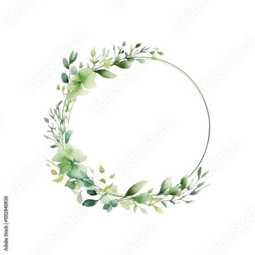 Green leaves in a circular arrangement. Suitable for eco friendly designs, nature themed projects, and botanical illustrations. Generative AI