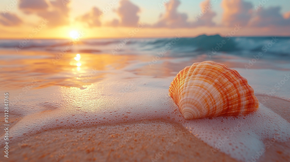 seashell lies on a tranquil beach with a vast, empty space surrounding it. The minimalistic scene symbolizes solitude, reflection, and the passage of time, inviting contemplation and peace seashell lies on a tranquil beach with a vast, empty space surrounding it. The minimalistic scene symbolizes solitude, reflection, and the passage of time, inviting contemplation and peace