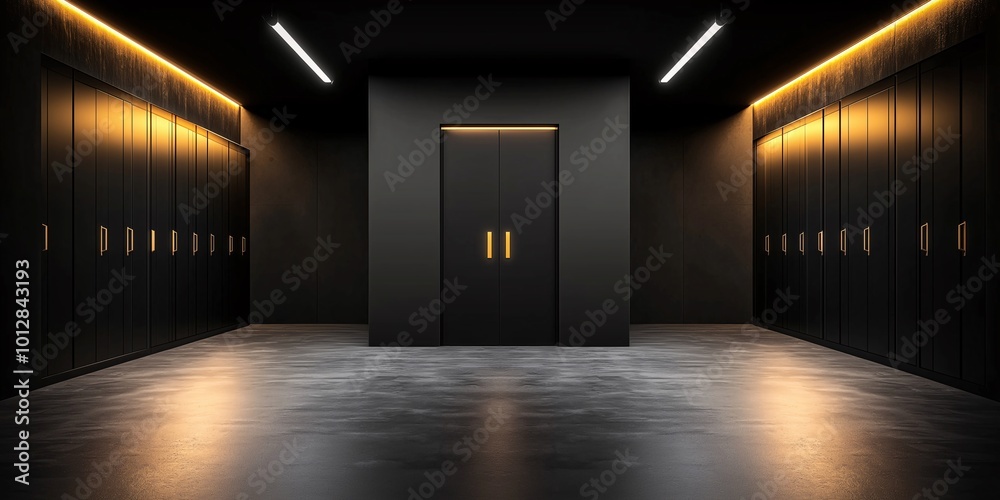 Modern Elevator Lobby with Sleek Design and Lighting Modern Elevator Lobby with Sleek Design and Lighting