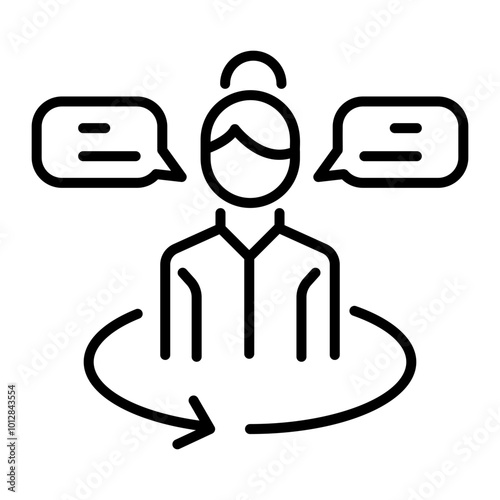 360 feedback icon in linear style 