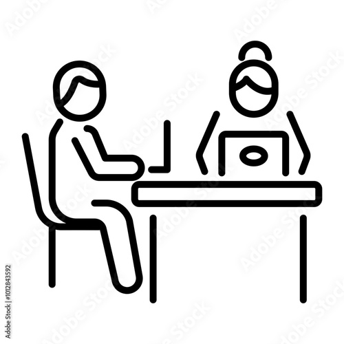 A linear icon of collaborative workplace