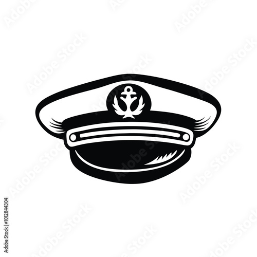 Marine captain hat vector silhouette