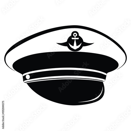 Marine captain hat vector silhouette