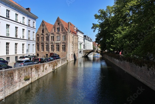 Old town and canal in Bruges, Belgium