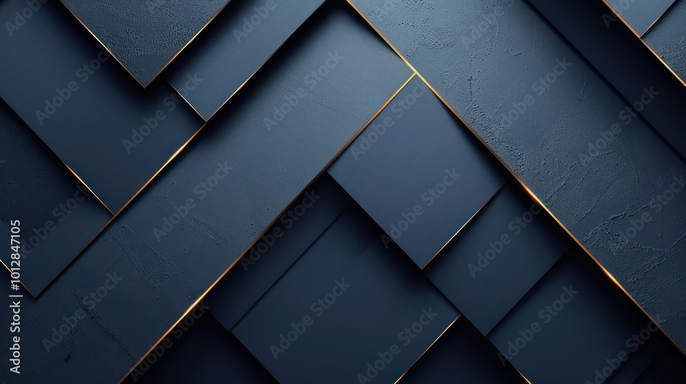 Fototapeta premium a dark blue wall with gold lines on it