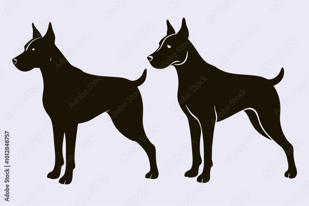 vector, isolated black silhouette of a dog, vector, isolated black silhouette of a dog,