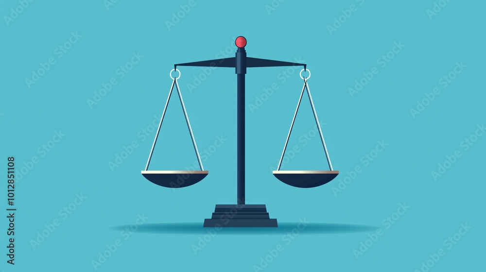 Scales of justice with equal weights, representing fairness, flat design illustration Scales of justice with equal weights, representing fairness, flat design illustration