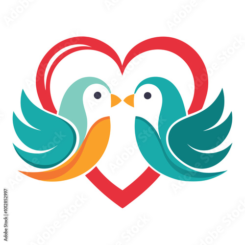 lovebirds icon white background.