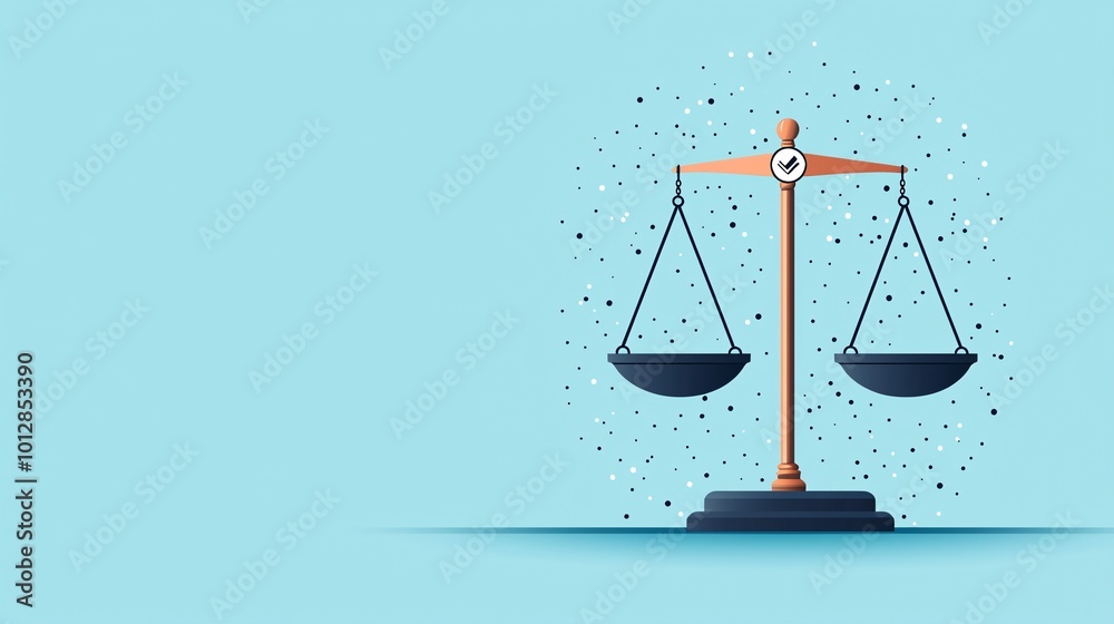 Justice scales with equal signs, universal equality, flat design illustration Justice scales with equal signs, universal equality, flat design illustration