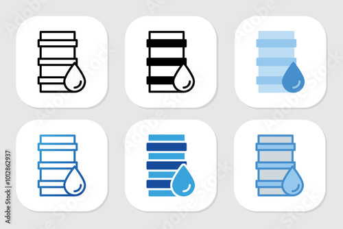 Oil icons with various design styles