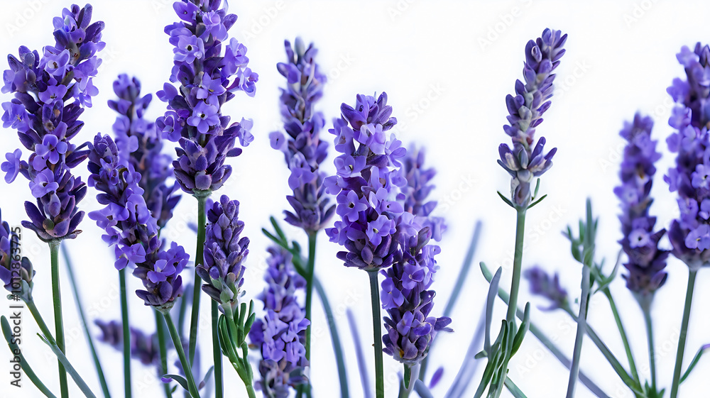 Naklejka premium sprig of delicate lavender flowers with tiny purple blooms