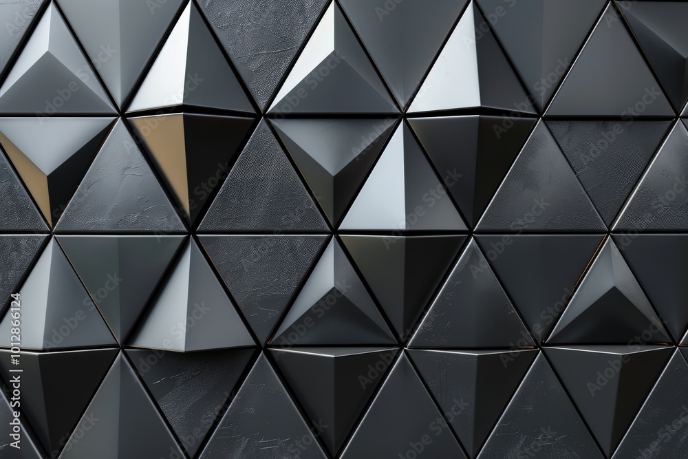 A black and white image of a wall with triangles, generative ai image A black and white image of a wall with triangles, generative ai image