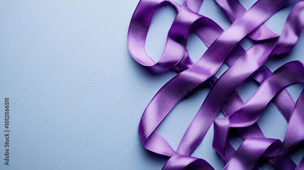 a purple ribbon on a blue background a purple ribbon on a blue background