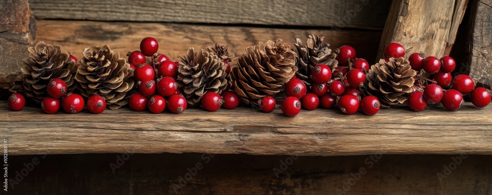 Rustic Holiday Mantel Decor with Pinecones and Red Berries, Cozy Christmas Decorations for a Warm and Inviting Atmosphere Rustic Holiday Mantel Decor with Pinecones and Red Berries, Cozy Christmas Decorations for a Warm and Inviting Atmosphere