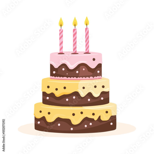 colorful birthday cake with candles vector