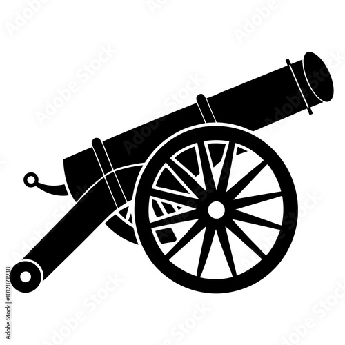 Ancient iron cannon. Vector drawing