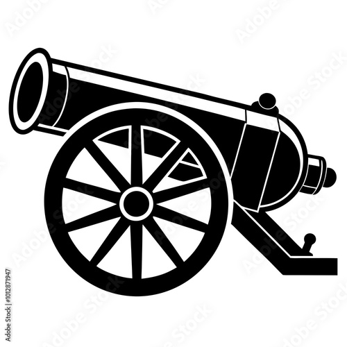 Ancient iron cannon. Vector drawing