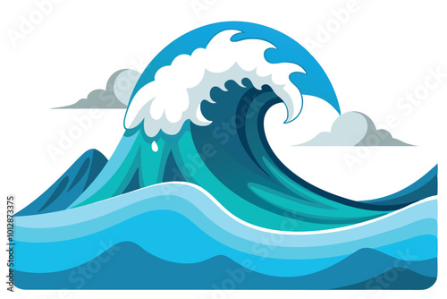 A tsunami vector illustration isolated on a white background