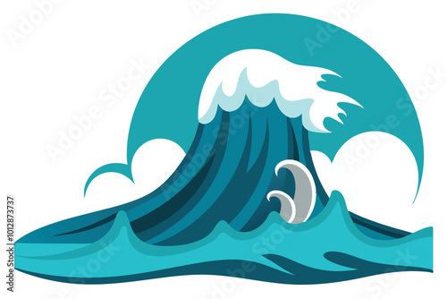 A tsunami vector illustration isolated on a white background