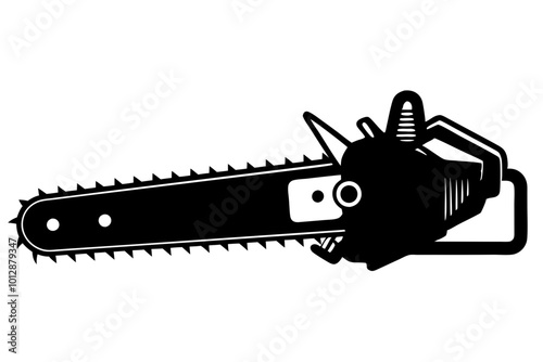 chainsaw machine silhouette vector illustration white background