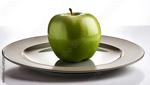 Green apple on a plate