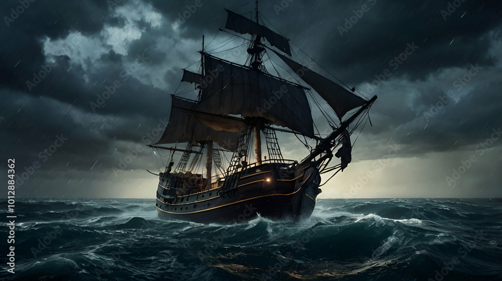 Fototapeta premium Ship in the ocean