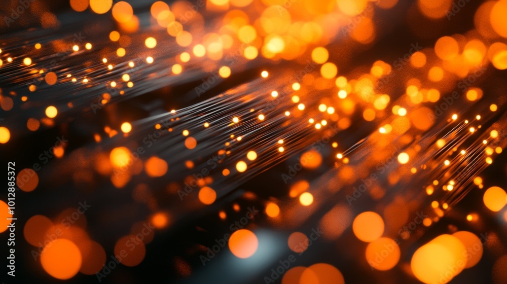 Abstract background with glowing orange fiber optic cables. Abstract background with glowing orange fiber optic cables.