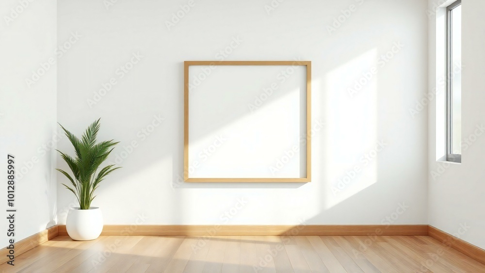 empty room with a picture frame empty room with a picture frame
