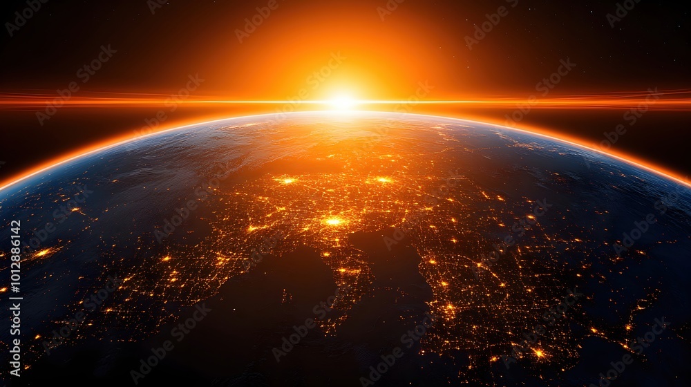 Fototapeta premium Abstract Earth Atmosphere with Vibrant Sunrise