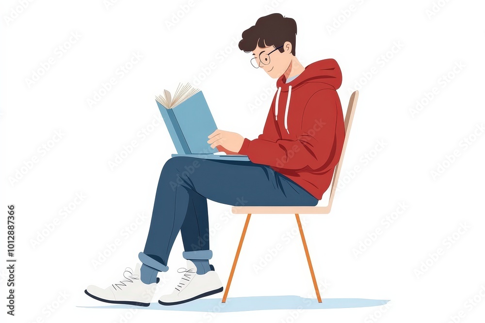 Young Student Engaged in Reading a Book Young Student Engaged in Reading a Book