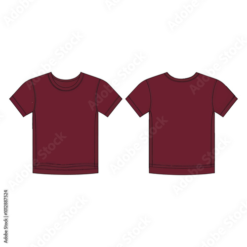 Maroon Short Sleeve T-Shirt Template