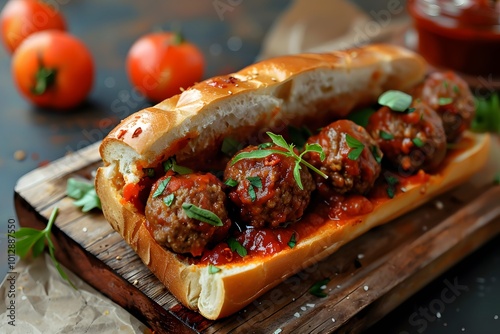 Delicious Meatball Sub with Marinara Sauce