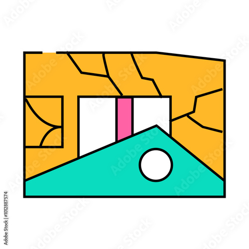 ruined house line icon vector. ruined house sign. isolated symbol illustration